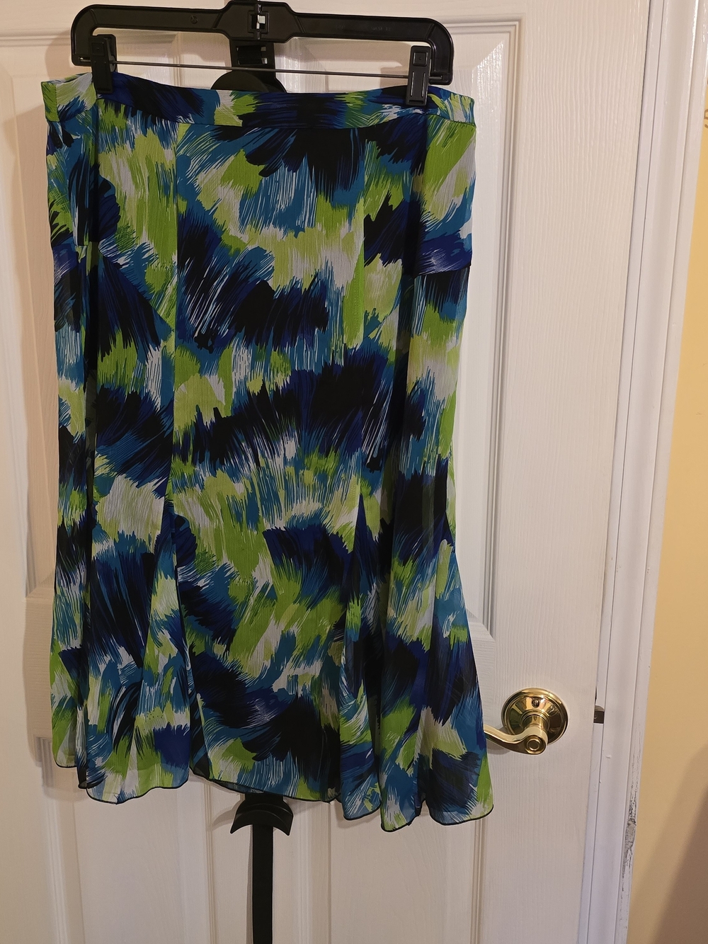 Cato Blue and Green Brushstroke A-Line Skirt